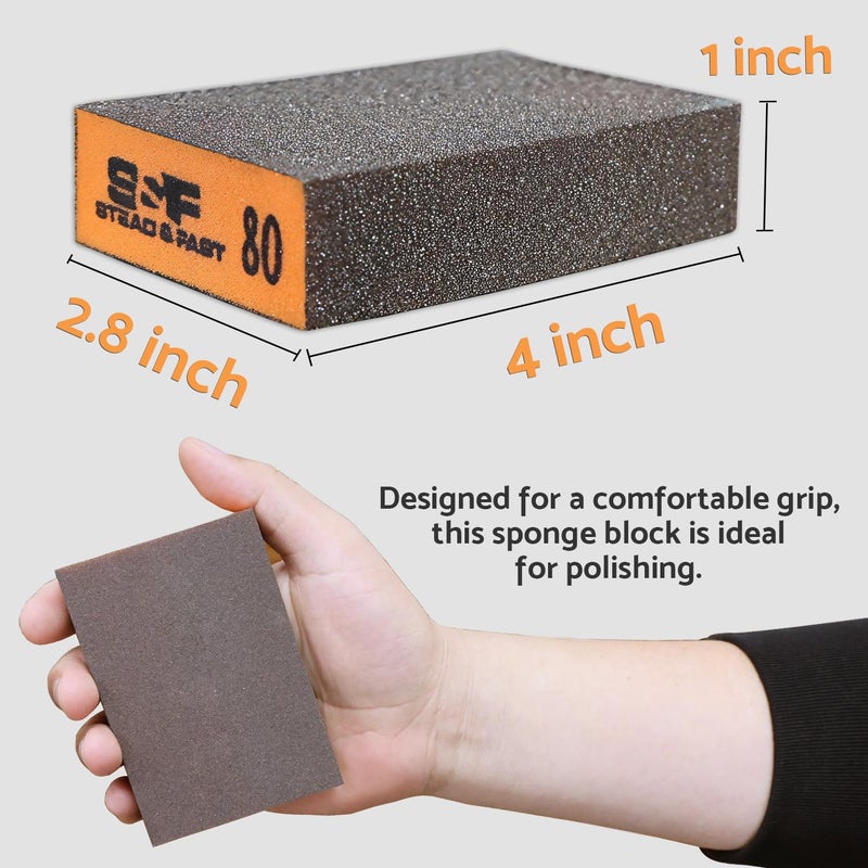 S&F STEAD & FAST Sanding Block 10 pcs with Tack Cloth, 60 80 120 180 220 320 Coarse Medium Fine Grit Sanding Sponge Assortment, Sanding Sponges for Wood Drywall Metal by S&F STEAD & FAST - Image 5